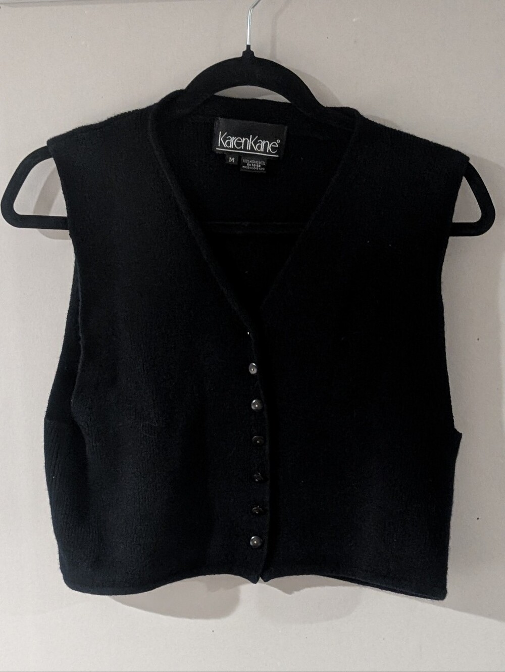 Karen Kane Black Knit Vest with Button Front